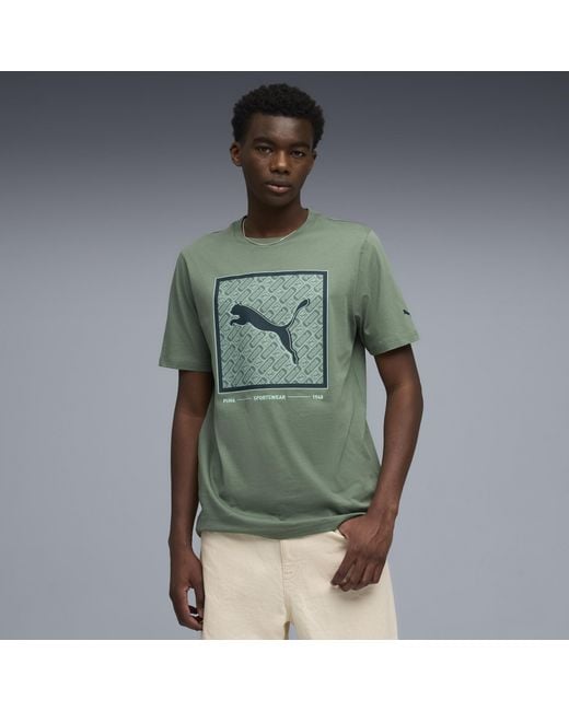 PUMA Green Pattern Box T-Shirt for men