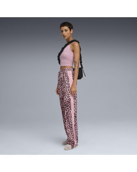PUMA Purple T7 Leo Luxe Straight Hose Mit Allover-Print Damen, Kleidung, Poised/Ruby Shimmer