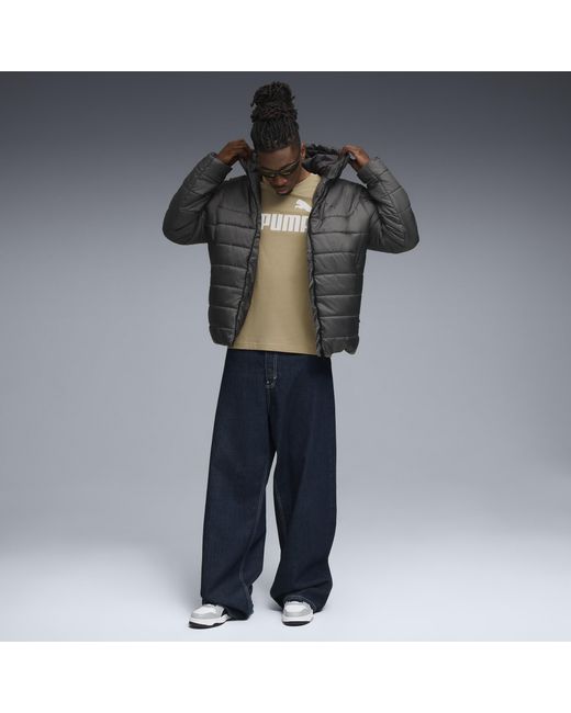 PUMA Gray Ess Hooded Padded Jacket for men