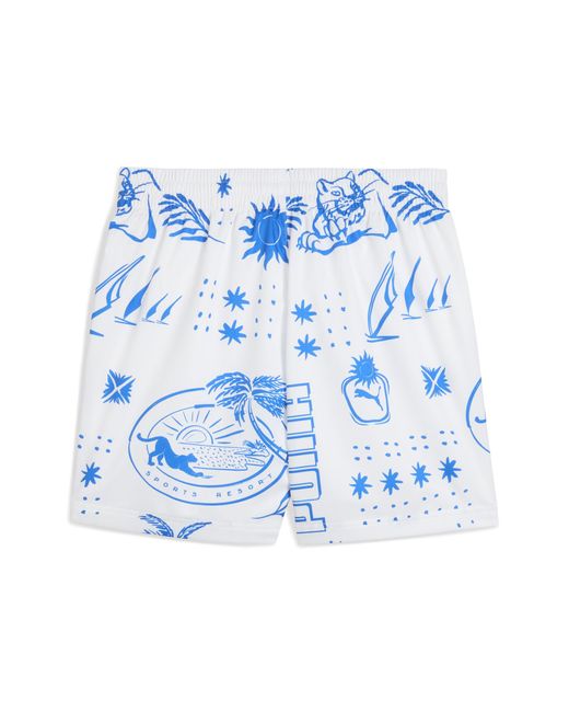 PUMA Palm Resort All-Over Print 5" Gewebte Shorts Herren in Blue für Herren