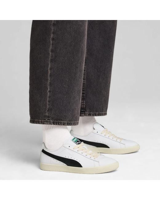 PUMA White Iconic Leather Clyde Sneakers