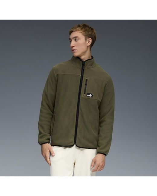PUMA Green Polar Fleece Color Blocked Jacket for men
