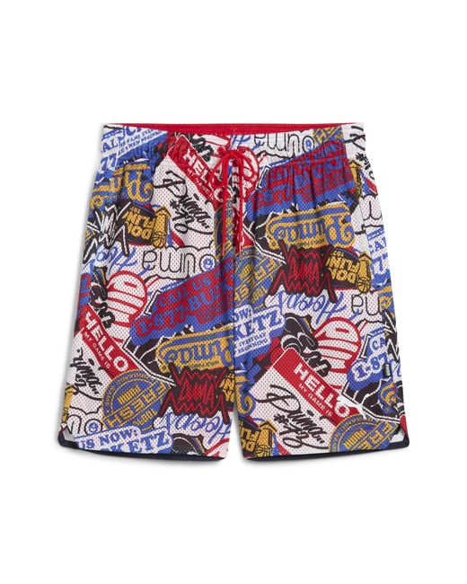 PUMA Red Hooperhotline Aop 7" Shorts for men