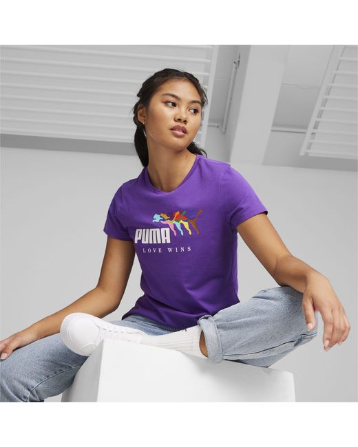 PUMA Purple ESS+ LOVE WINS T-Shirt