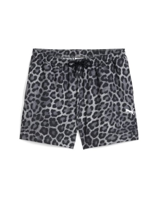 PUMA Black LEO LUXE A-Line 3" Gewebte Shorts mit Allover-Print