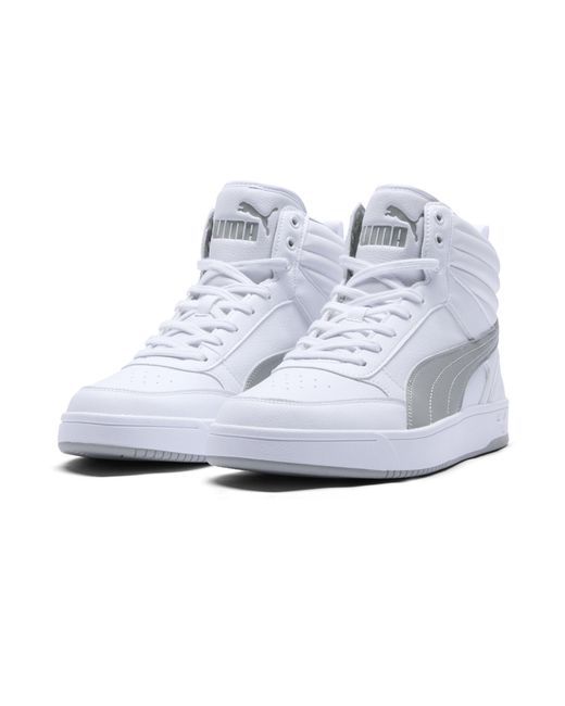 PUMA White Dribble Mid Top Sneakers for men