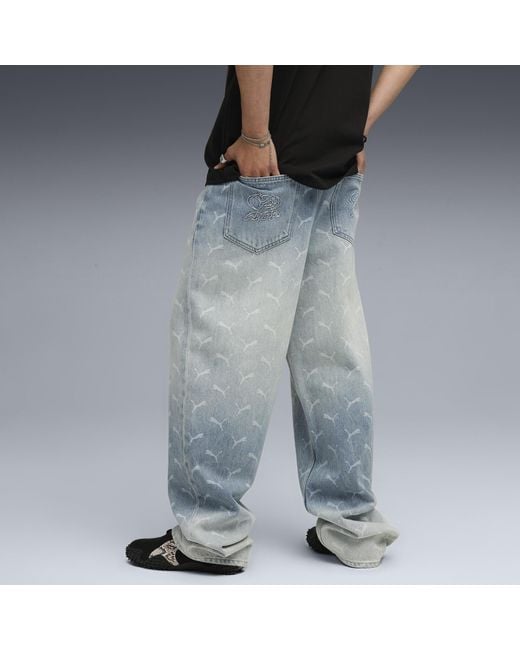 PUMA A$Ap Rocky X Laser Monogram Denim Hose Herren, Faded Denim/Aop in Blue für Herren