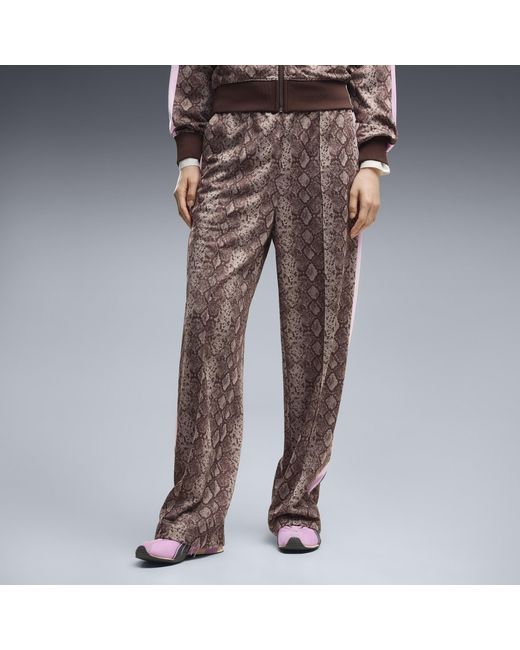PUMA Brown T7 Snake Print Straight Pants