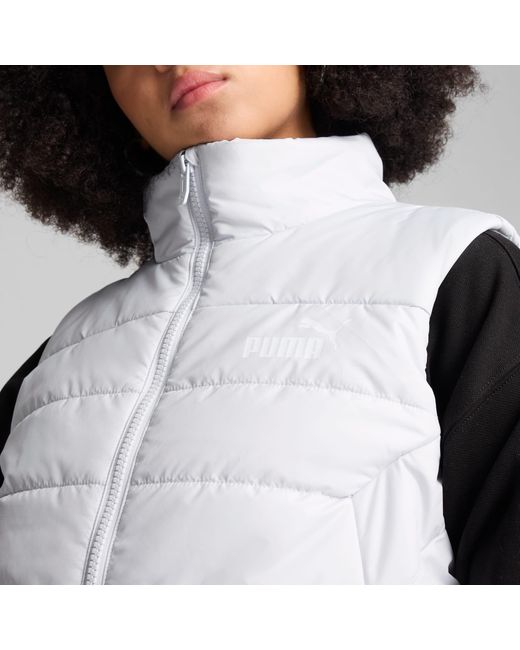 PUMA White Ess Padded Vest Jacket, Mist