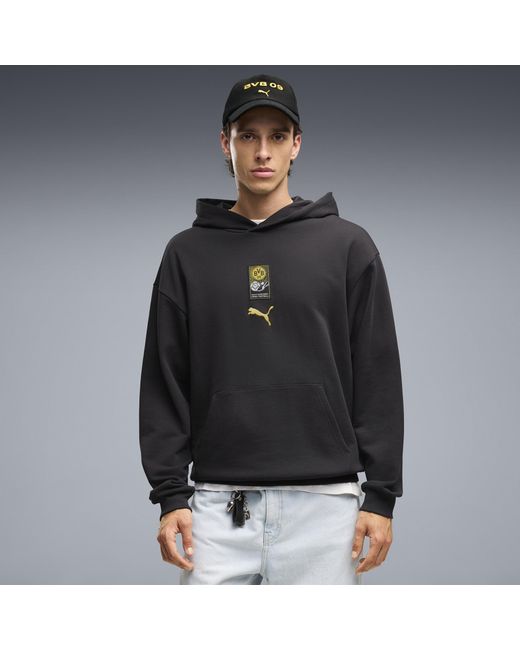 PUMA Black Borussia Dortmund Ftblculture Relaxed Hoodie for men