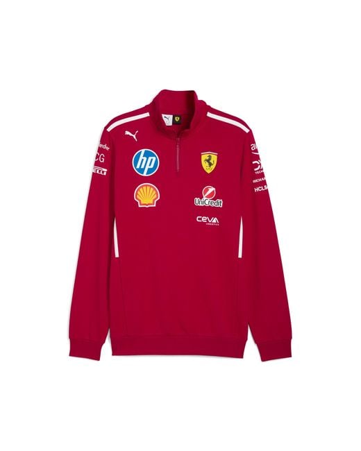 Felpa Con Zip Corta Team Scuderia Ferrari Hp 2025 Da Uomo, Motorsport, Dark Cherry di PUMA in Red da Uomo