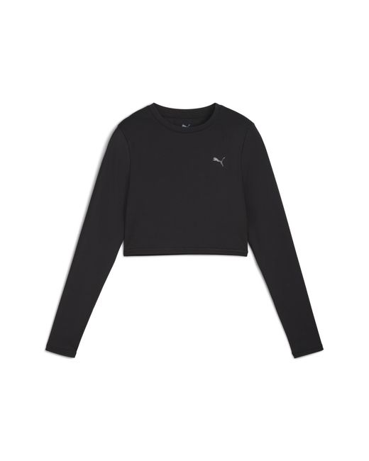 Camiseta Crop De Manga Larga Shape Para Mujer PUMA de color Black