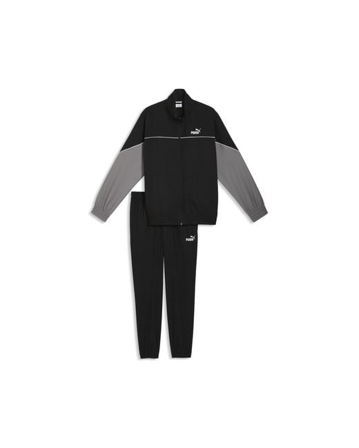 PUMA Black Woven Colourblock Tracksuit for men