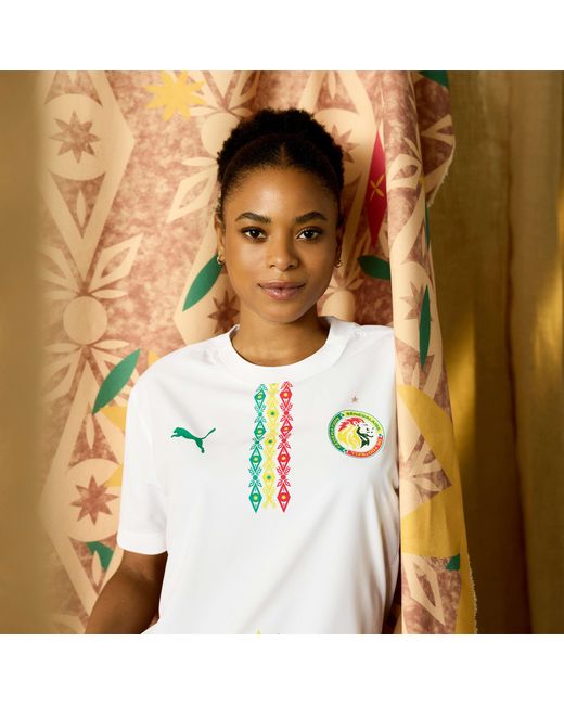 PUMA Senegal 2025 Thuisshirt Voor Wit/Groen in het White
