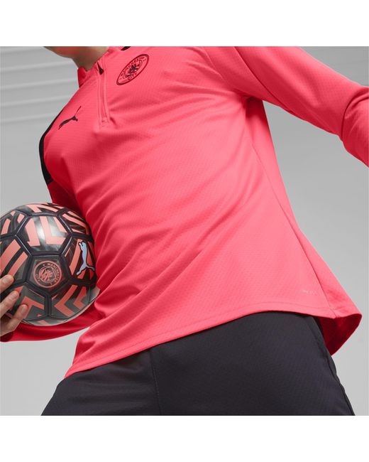 PUMA Red Manchester City Football Quarter-zip Shirt for men