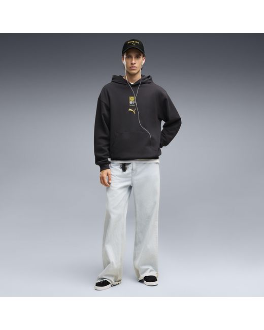 PUMA Black Borussia Dortmund Ftblculture Relaxed Hoodie for men
