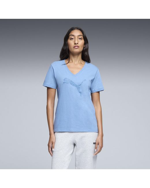 PUMA Blue Graphic Pebble V-Neck T-Shirt