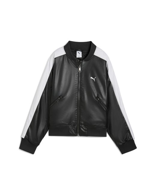 PUMA Black T7 Pleather Bomber Jacket