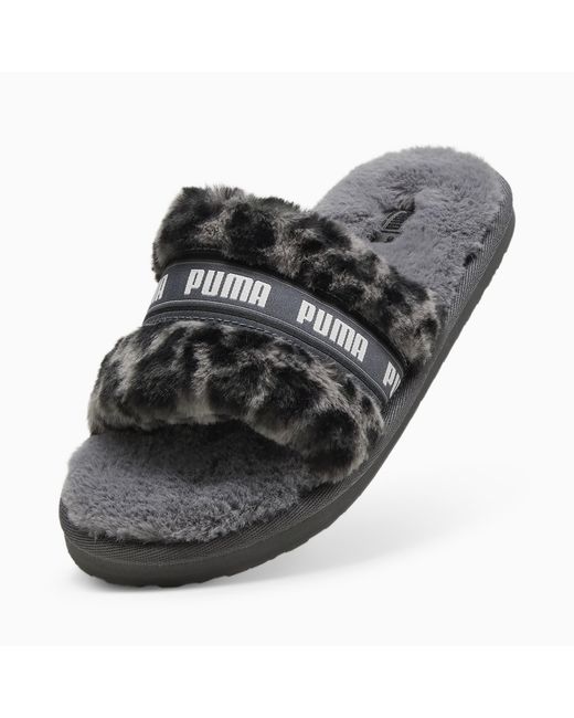 PUMA Black Fluff I Am The Drama Slide Sandalss
