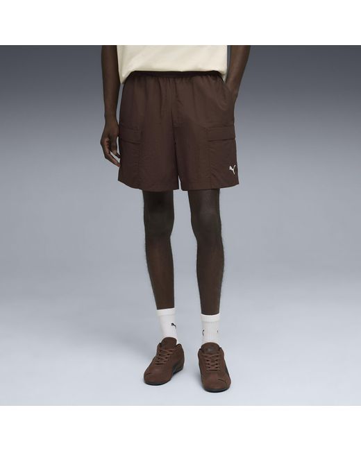 PUMA Brown Wardrobe Essentials Relaxed Cargo Shorts 6" for men