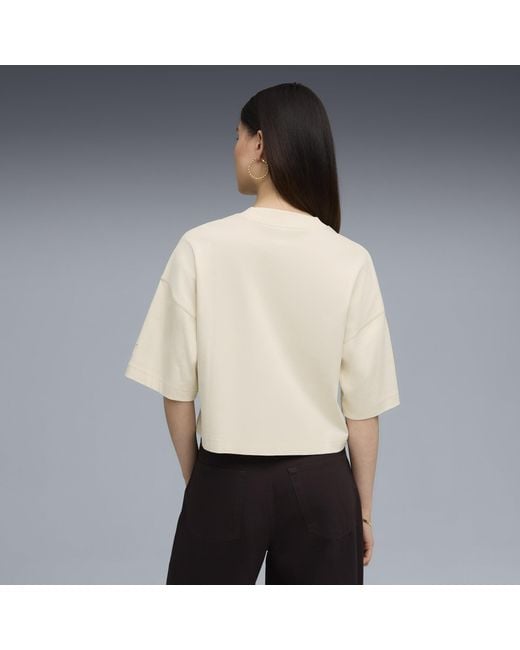 T-Shirt Oversize Con Grafica Premium Essentials Da Donna, Abbigliamento, Alpine Snow di PUMA in Natural