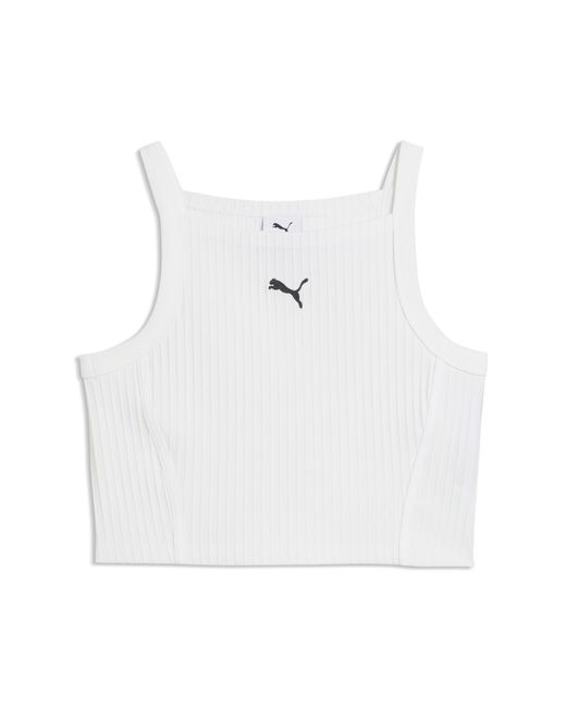 PUMA White Essentials Ribbed Crop Top