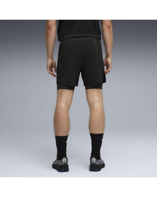PUMA Black Dreamrun Drycell 5" Moisture Wicking 2-In-1 Running Shorts