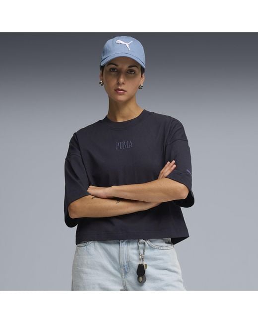 T-Shirt Oversize Con Grafica Premium Essentials Da Donna, Abbigliamento, New di PUMA in Gray