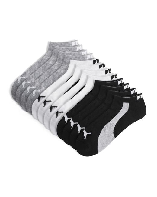PUMA Black Half-Terry Low Socks (6 Pairs) for men