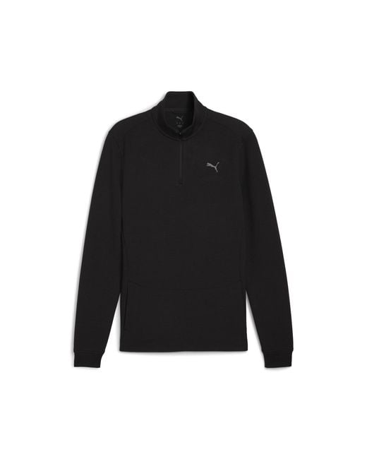 PUMA Black Cloudspun Quarter-Zip Training Top for men
