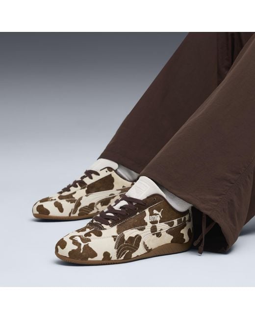 PUMA Brown Speedcat Cow Print Animal Print Sneakers