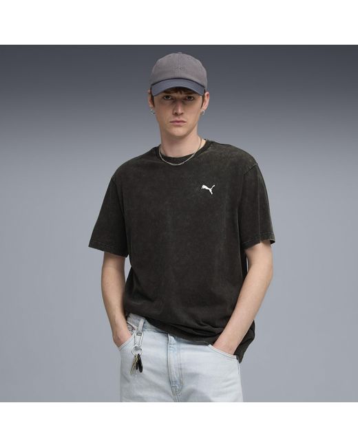 PUMA Essentials Elevated Relaxed Wash T-Shirt Herren, Kleidung in Black für Herren