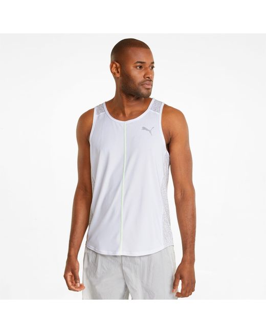 PUMA White Graphic Printed Running Singlet Shirt for men