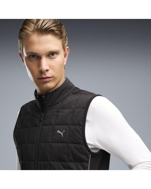 PUMA Black Cloudspun Fleece Hybrid Golf Vest for men