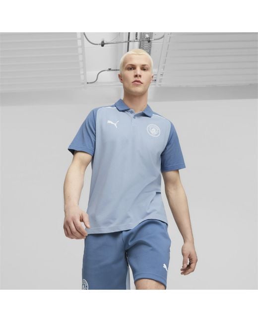 PUMA Blue Manchester City Casuals Polo Shirt for men