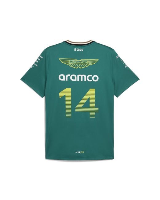 T-Shirt X Aston Martin Aramco F1 Team Replica Alonso Da Uomo, Accessori, Verde di PUMA in Green da Uomo