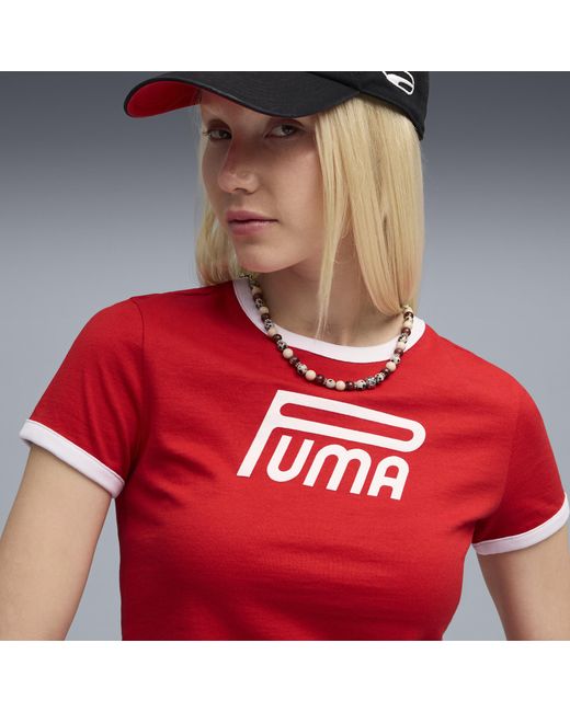 PUMA Red Future..Archive Graphic Slim T-Shirt Damen, Kleidung