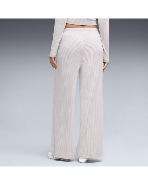 PUMA Multicolor Essentials Ribbed Wide Leg Pants