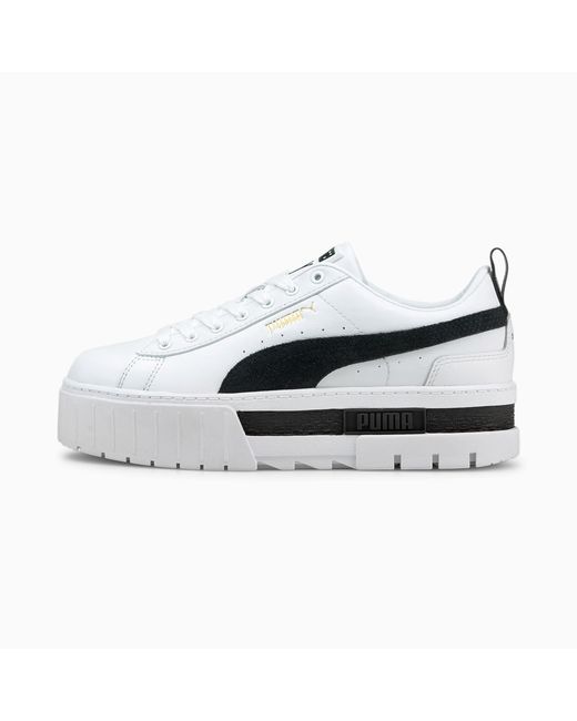 PUMA Mayze Lth Wn Lage sneakers Leren Sneaker Dames Wit - Schoenen.nl