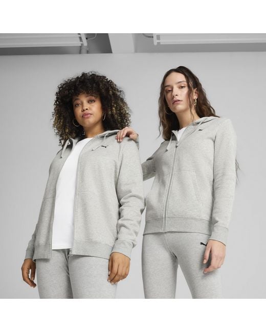 PUMA Gray Essentials Full-Zip Hoodie