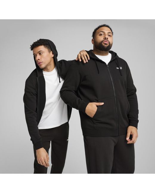 PUMA Black Essentials Logo Full-zip Fleece Hoodie for men