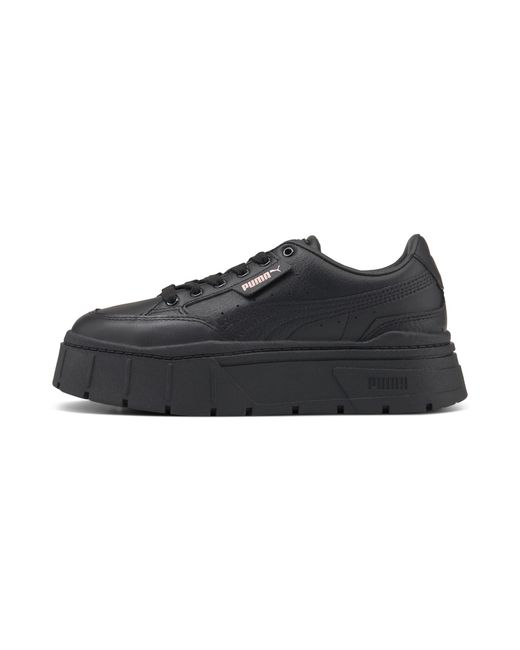 PUMA Black Mayze Stack Leder Sneakers Schuhe