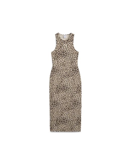 Robe Ajustée À Motif Intégral Leo Luxe PUMA en coloris White