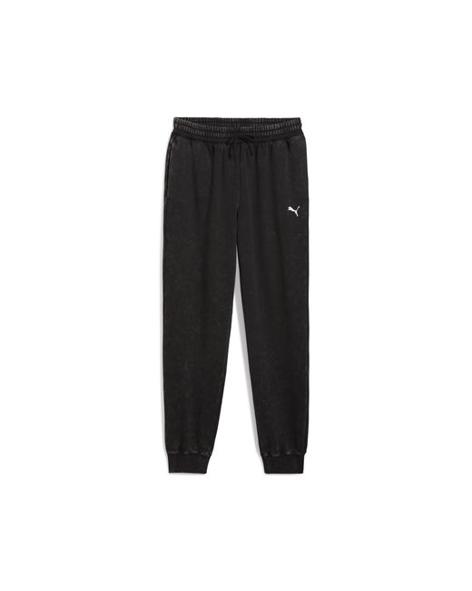 PUMA Black Elevated Essentials Acid Wash Fleece Sweatpants for men