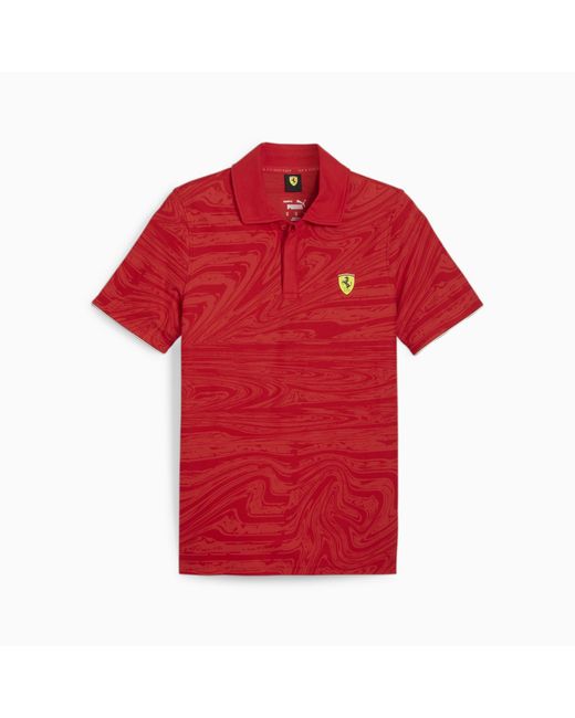 PUMA Scuderia Ferrari Race Motorsport Poloshirt mit Grafik in Red für Herren