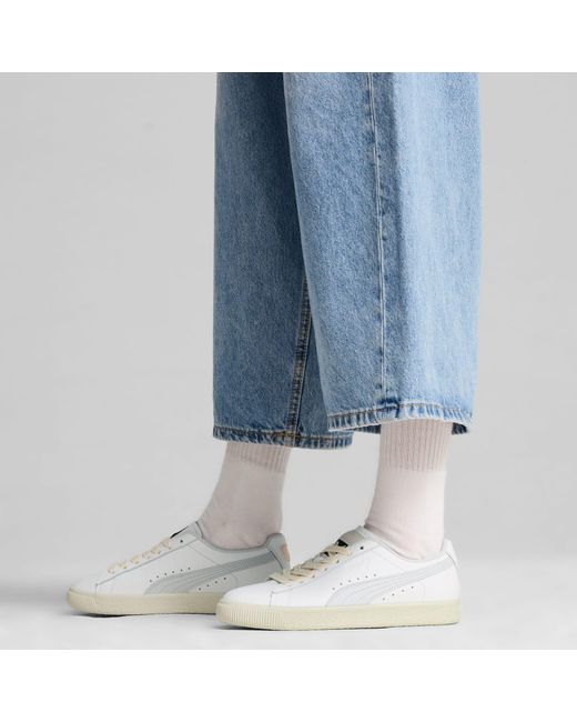 PUMA White Iconic Leather Clyde Sneakers