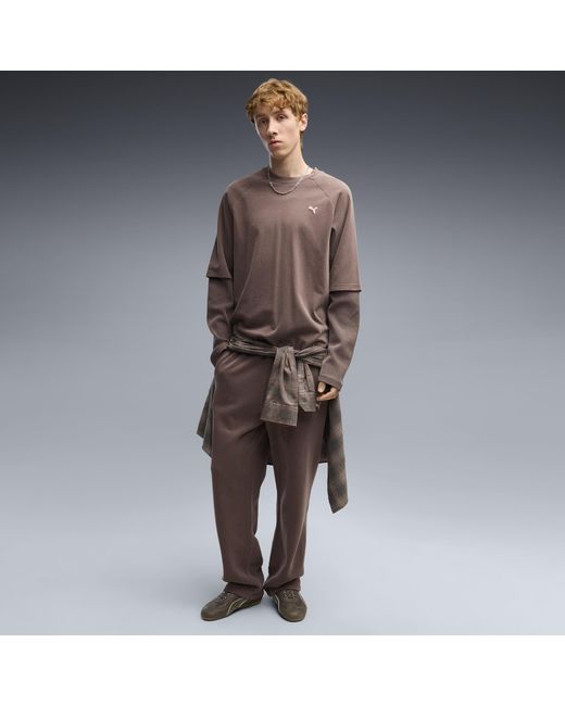 PUMA Brown Select Essentials Double Layer Long Sleeve T-Shirt for men