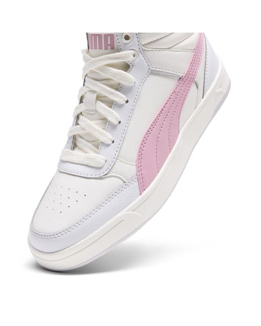 PUMA White Dribble Mid Sneakers