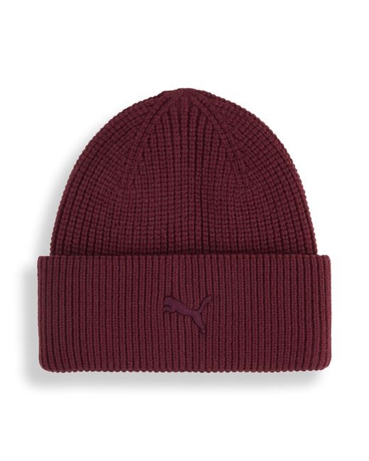 PUMA Purple Wardrobe Essentials Grobstrick-Beanie, Accessoires, Ruby Shimmer