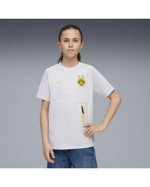 PUMA Gray Borussia Dortmund Tech Pocket T-Shirt Teenager, Kleidung, Mist/Faster Gelb